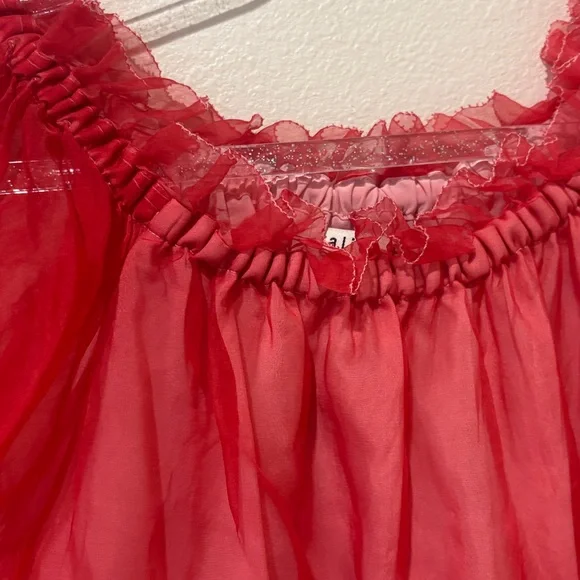 Alice + Olivia off the shoulder semi sheer Women's blouse in red size small